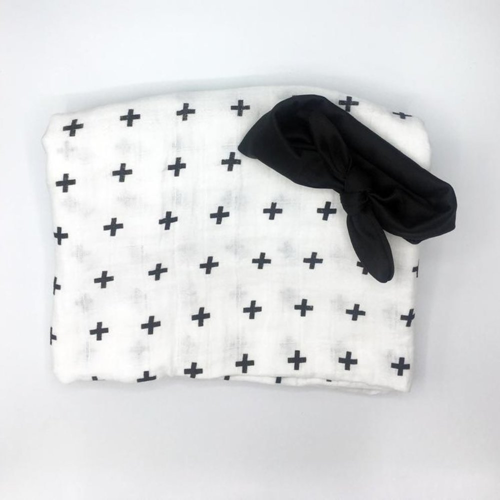 Swaddle Set, Baby Blanket Set with Headband